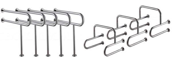 Поручни d38 стандартные для инвалидов и незрячих, комплект поручней из нержавеющей стали