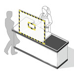 Защитные экраны могут быть установлены на стойках ресепшн