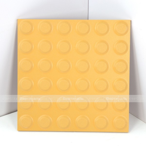 Плитка тактильная керамогранит с линейным расположением конусов, желтая, 300х300 мм 2 категории – фото № 3