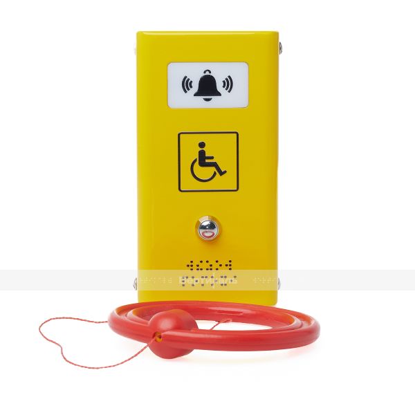 Антивандальная кнопка вызова персонала с вибрацией и дополнительным шнурком СТ3 с порошковой покраской, желтая – фото № 1