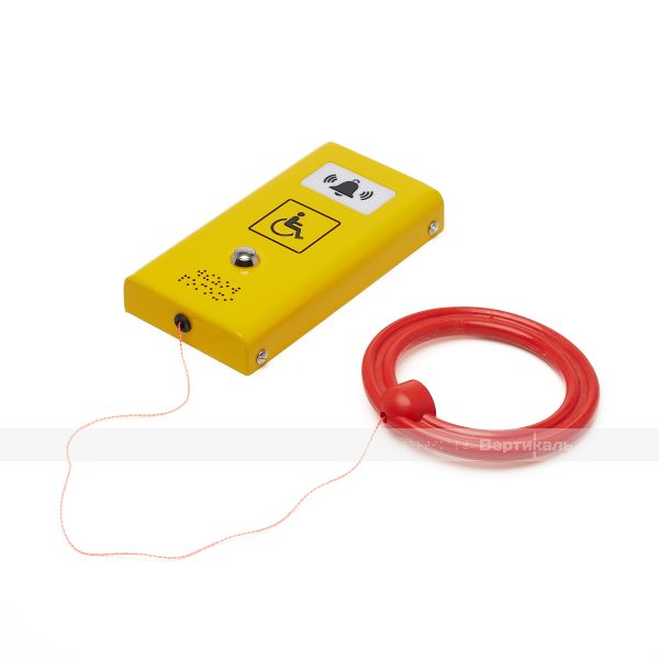 Антивандальная кнопка вызова персонала с вибрацией и дополнительным шнурком СТ3 с порошковой покраской, желтая – фото № 2