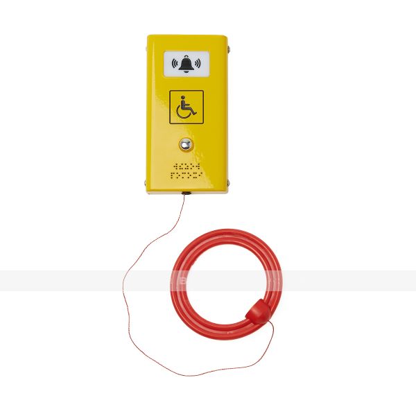 Антивандальная кнопка вызова персонала с вибрацией и дополнительным шнурком СТ3 с порошковой покраской, желтая – фото № 4