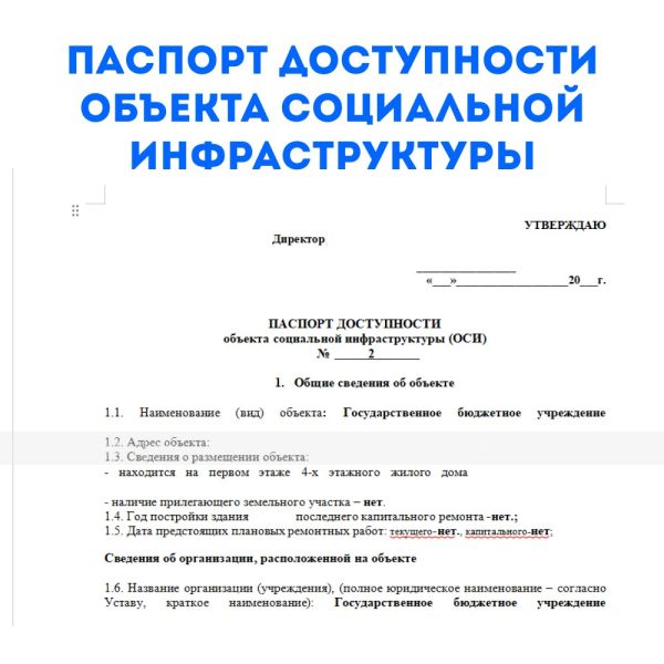 Паспорт доступности объекта социальной инфраструктуры (ОСИ) до 100 м.кв – фото № 1