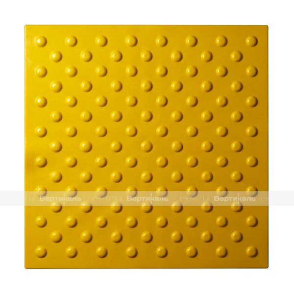Плитка тактильная (непреодолимое препятствие, конусы шахматные) 500х500х4, ПВХ, желтый – фото № 1