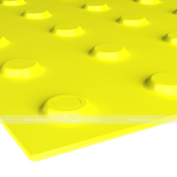 Плитка тактильная (преодолимое препятствие, конусы линейные) 600х600х6, композит, желтый – фото № 2