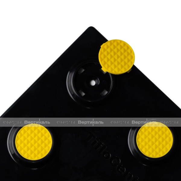 Плитка тактильная контрастная, со сменными рифами (преодолимое препятствие, поле внимания, конусы линейные), 300х300х6, PU/PL, черный/желтый – фото № 3