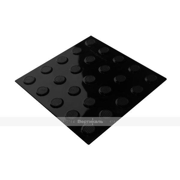 Плитка тактильная контрастная, со сменными рифами (преодолимое препятствие, поле внимания, конусы линейные), 300х300х6, PU/PL, черный/черный – фото № 2