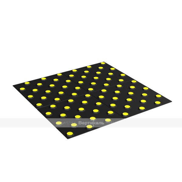 Плитка тактильная (непреодолимое препятствие, конусы шахматные) 600х600х6, KM, черный/желтый – фото № 1