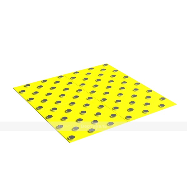Плитка тактильная (непреодолимое препятствие, конусы шахматные) 600х600х6, KM, желтый/черный – фото № 1