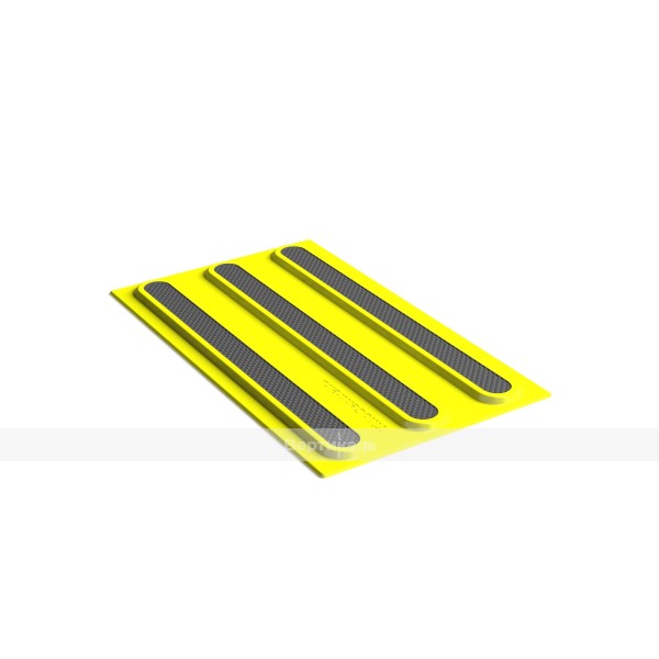 Плитка тактильная контрастная, со сменными рифами (направление движения, зона получения услуг), 180х300х6, PU/PL, желтый/черный – фото № 1
