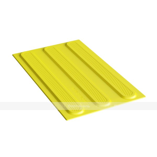 Плитка тактильная контрастная, со сменными рифами (направление движения, зона получения услуг), 180х300х6, PU/PL, желтый/желтый – фото № 1