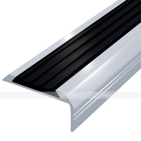 Лента противоскользящая, материал - ПВХ, в AL профиле шириной 40 мм, цвет - черный – фото № 1