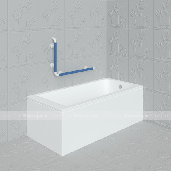 Поручень для ванны, настенный, опорный, угловой Г-образный, М2, AL/PVC, kit комплект – фото № 2