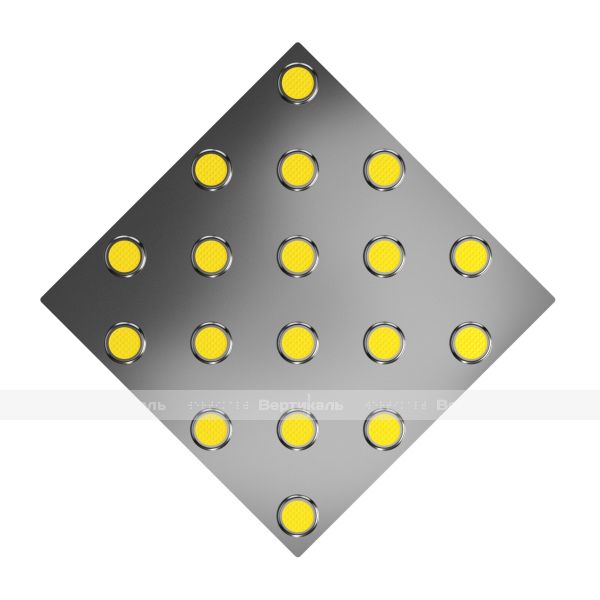 Плитка тактильная (конусы шахматные, непреодолимое препятствие) нержавеющая сталь AISI 304, 300х300х6 мм, желтые вставки – фото № 1