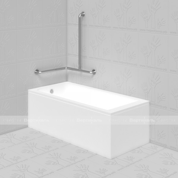 Поручень опорный для ванны, трехопорный, правый, нержавеющая сталь, D38 мм – фото № 3
