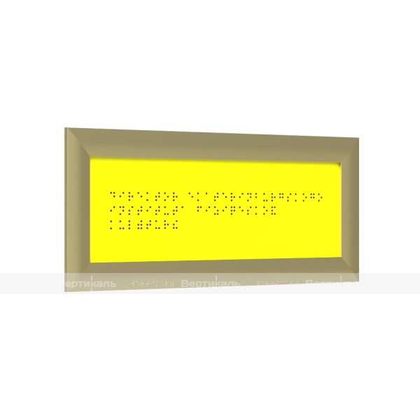 Табличка тактильная Брайлем (монохром) с золотой рамкой 24мм, на композите с индивидуальными размерами – фото № 1