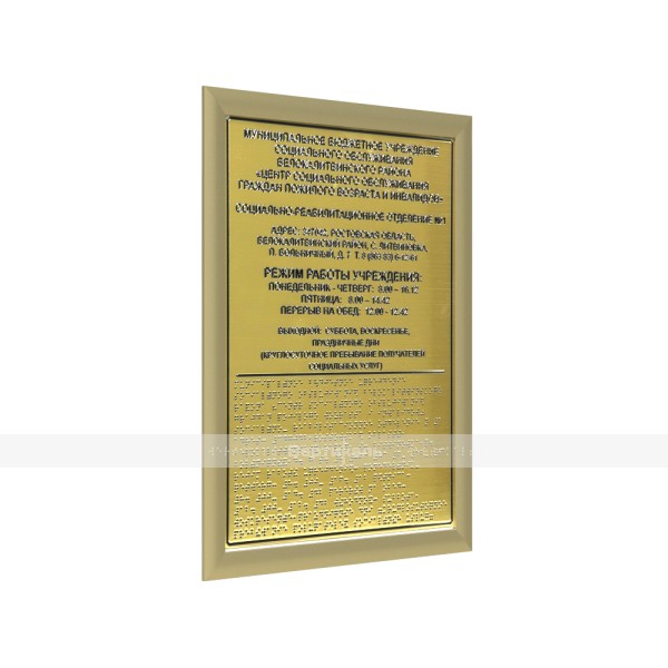 Табличка комплексная на основе пластик под металл защитное покрытие с рамкой 24мм, золото, по индивидуальным размерам – фото № 1