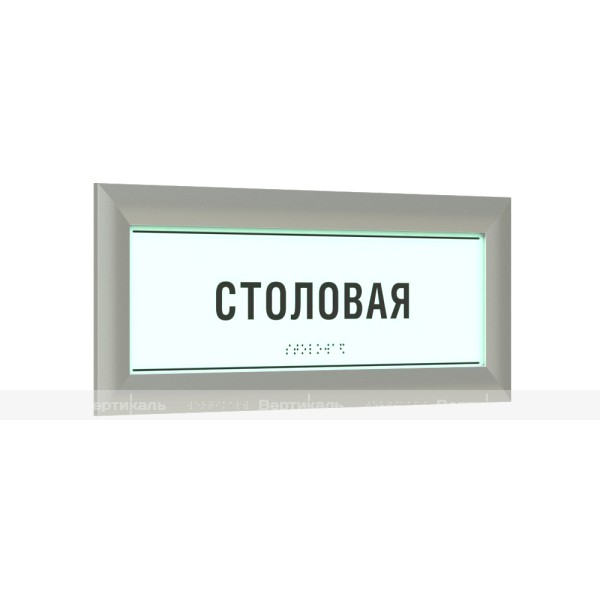Табличка светонакопительная комплексная тактильная на ПВХ 3 мм с рамкой 24мм, серебро, с индивидуальными размерами – фото № 1