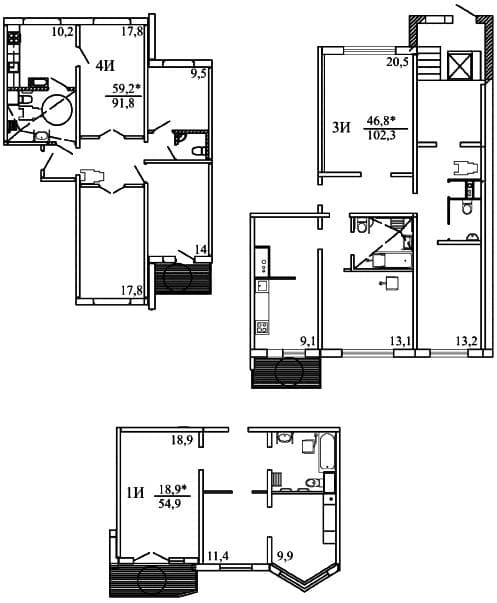 Варианты планировочных решений квартир с различным количеством комнат для семей с инвалидом-колясочником