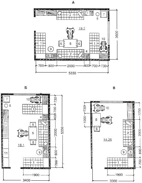 Планировочные схемы спальной комнаты и обеденного места в столовой