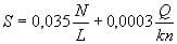 Формула для расчёта минимального сечения переливного желоба
