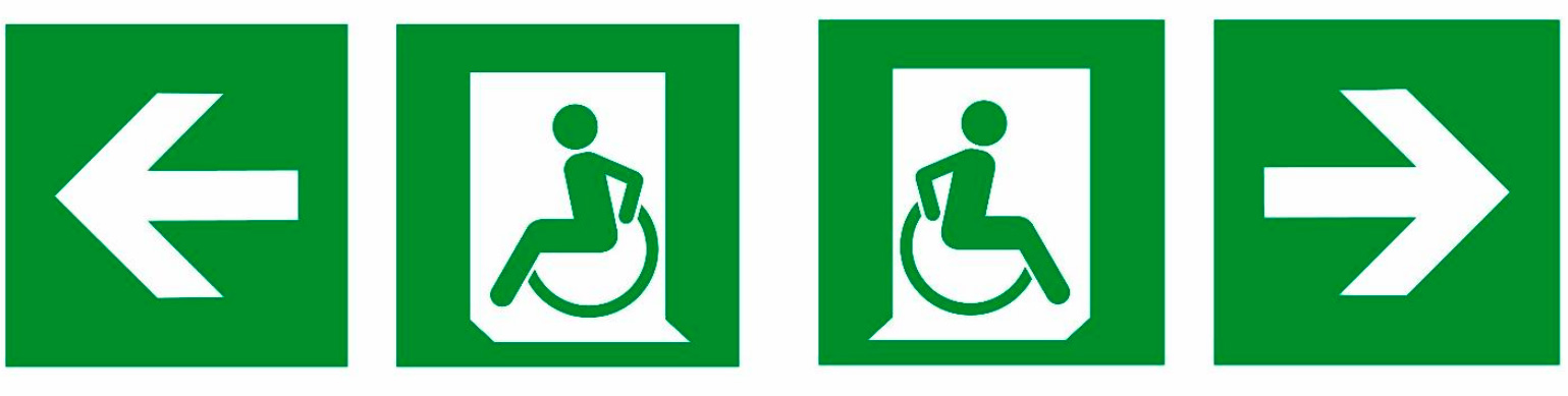 Направление движения к выходу для инвалидов на креслеколяске