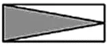 На плоской метке шероховатый треугольник в квадрате или прямоугольнике. Точка или штрих в центре треугольника также указывает, идет скат вниз или вверх относительно фактического уровня пола.