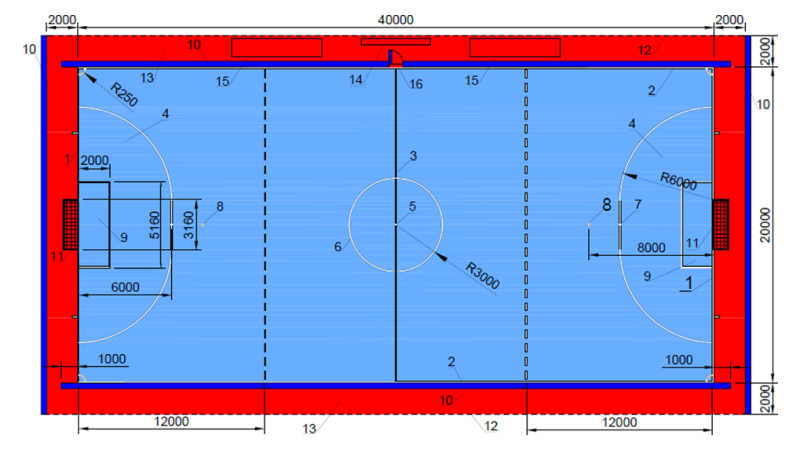 Спортивная зона и разметка для футбола 5х5