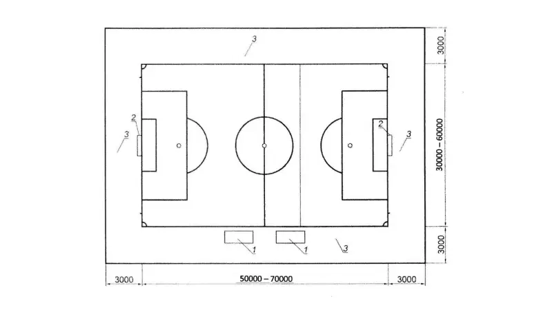 Схема спортивной зоны для футбола ампутантов