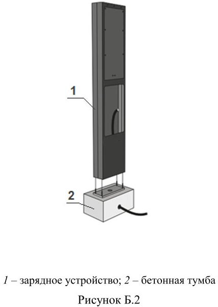 Схема расположения зарядного устройства на бетонной тумбе