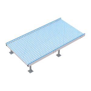 Площадки для пандус-конструктора с противоскользящим настилом (рифленным алюминием) на сайте Тифлоцентра «Вертикаль». Обращайтесь, мы поможем с конструированием пандуса и подбором площадок!
