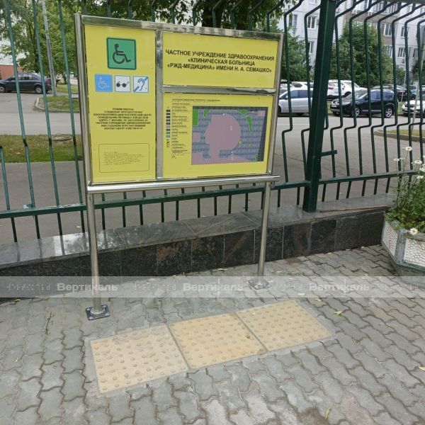 Трехсекционный вертикальный уличный стенд с опорным поручнем, индивидуальный – фото № 3