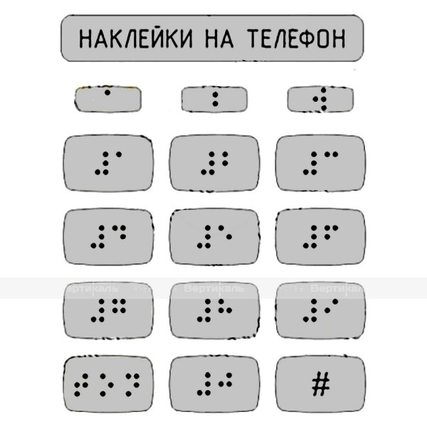 Набор наклеек для маркировки телефона азбукой Брайля, серебристый, 110 x 120мм – фото № 1