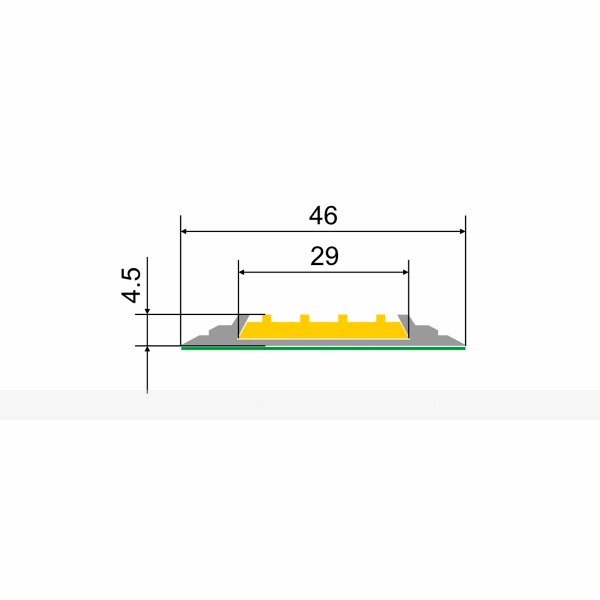 Лента тактильная направляющая, антивандальная, в AL профиле ВхШхГ 46х4,5, материал вставки - ПВХ, шириной 29мм желтого цвета, самоклеящаяся – фото № 3