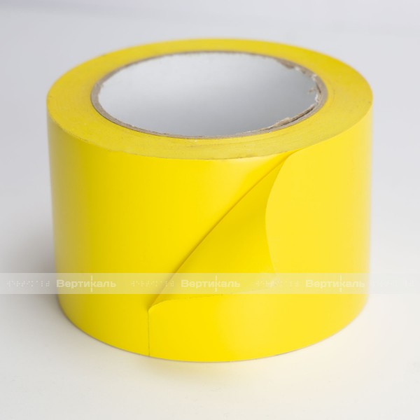 Лента сигнальная для разметки пола, самоклеящаяся, желтого цвета, шириной 100мм, (рулон 30 м) – фото № 2