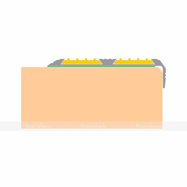 Накладка на ступень противоскользящая, угловая, в антивандальном алюм профиле шириной 80мм, с двумя резиновыми вставками шириной 29мм, желтая, смк – фото № 2