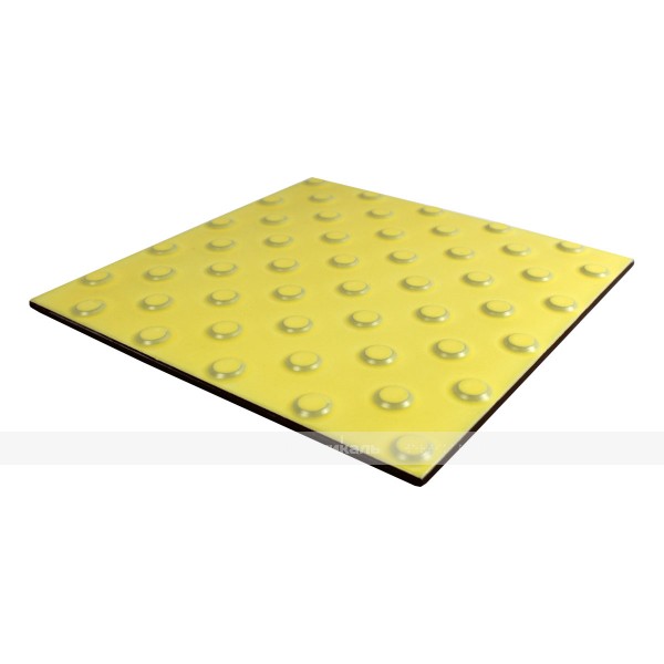 Плитка тактильная керамическая с шахматным расположением конусов для обозначения непреодолимого препятствия на пути следования, желтая, 300х300 мм – фото № 2