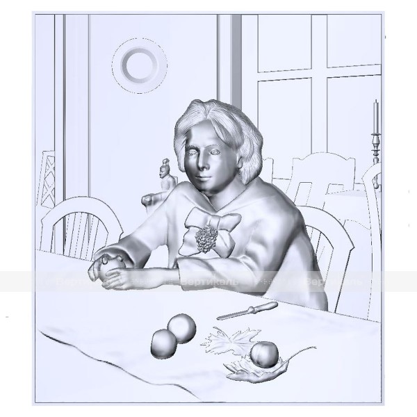 Картина 3D «Девочка с персиками», тактильная – фото № 4