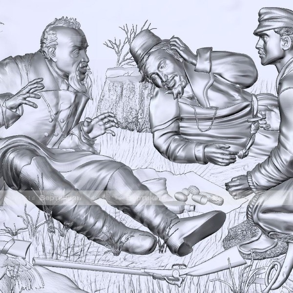 Картина 3D «Охотники на привале», тактильная – фото № 6