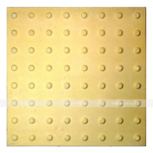 Плитка тактильная (преодолимое препятствие, конусы линейные), 55х500х500, бетон, жёлтая, 2 категории – фото № 2