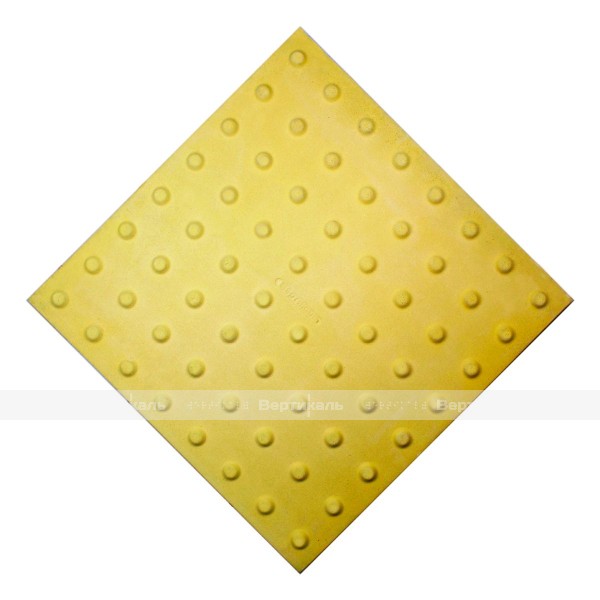 Плитка тактильная (преодолимое препятствие, конусы линейные), 55х500х500, бетон, жёлтая, 2 категории – фото № 1