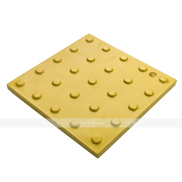 Плитка тактильная (преодолимое препятствие, конусы линейные) 300х300х10, полимербетон, жёлтый – фото № 2
