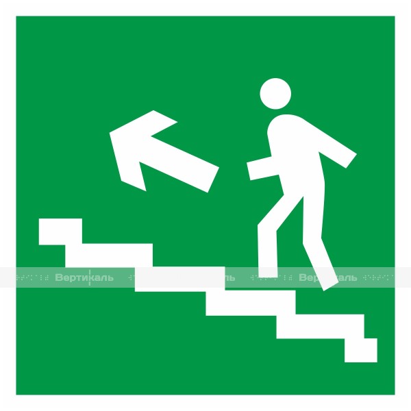 Знак эвакуационный E 16 Направление к эвакуационному выходу по лестнице вверх, фотолюминесцентный – фото № 1