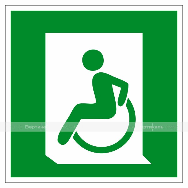 Знак эвакуационный выход налево для инвалидов на кресле-коляске, фотолюминесцентный – фото № 1