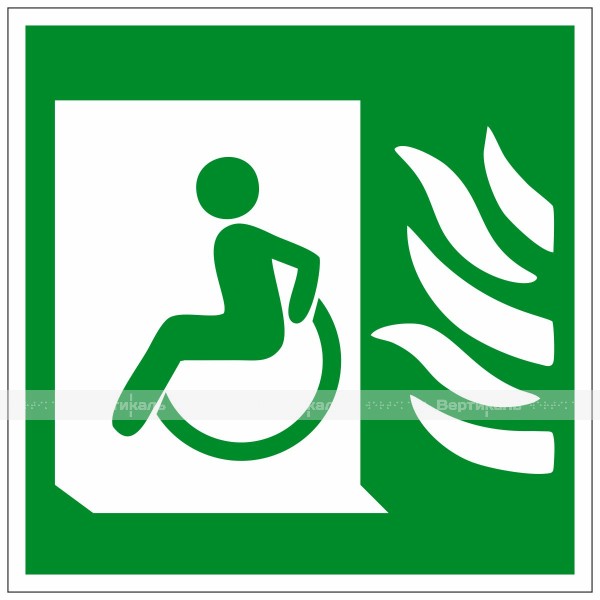 Пиктограмма Эвакуационные пути для инвалидов» (Выход здесь) налево, ПВХ – фото № 1