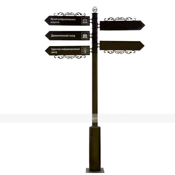 Указатель туристический на пять направлений с поворотными механизмами высотой 3500мм – фото № 1