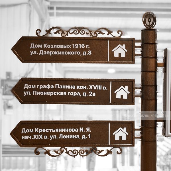 Указатель туристический на три направления со световым коробом и поворотными механизмами 2470х1725мм – фото № 5