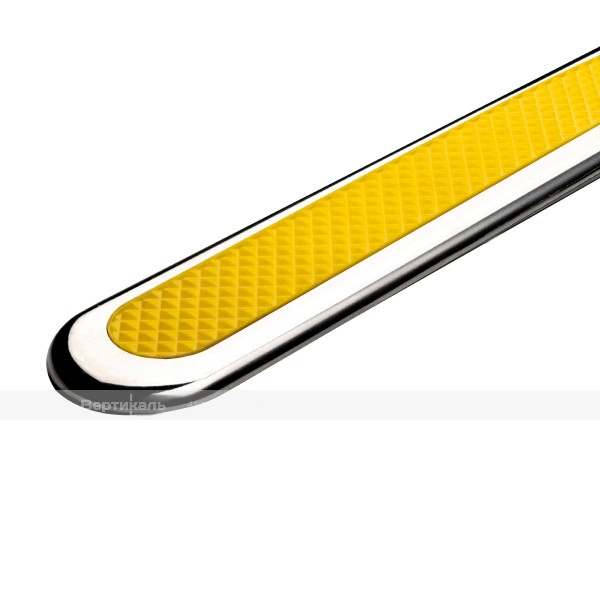Полоса комбинированная, с противоскользящей вставкой, без штифта, 4х35х300, H-4мм, I-0мм, AISI304/PL, желтый (направление движения, зона получения услуг) – фото № 1