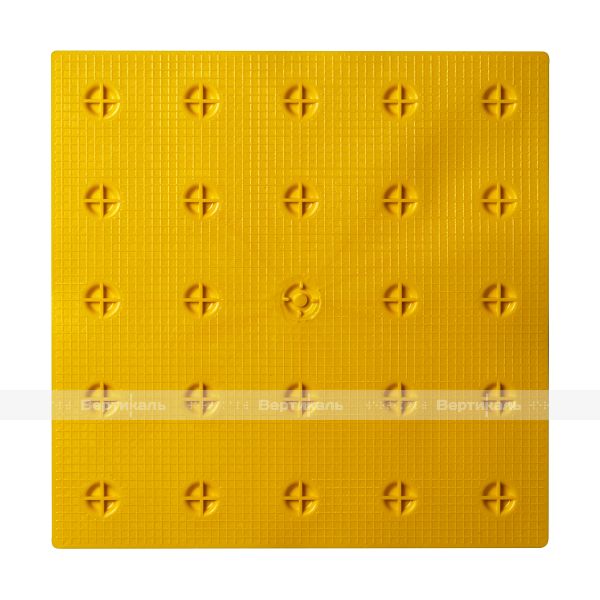 Плитка тактильная (преодолимое препятствие, поле внимания, конусы линейные) 300х300х4, ПВХ, желтый – фото № 2