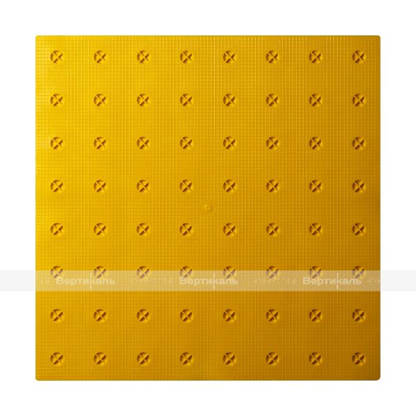 Плитка тактильная (преодолимое препятствие, поле внимания, конусы линейные) 500х500х4, ПВХ, желтый – фото № 2